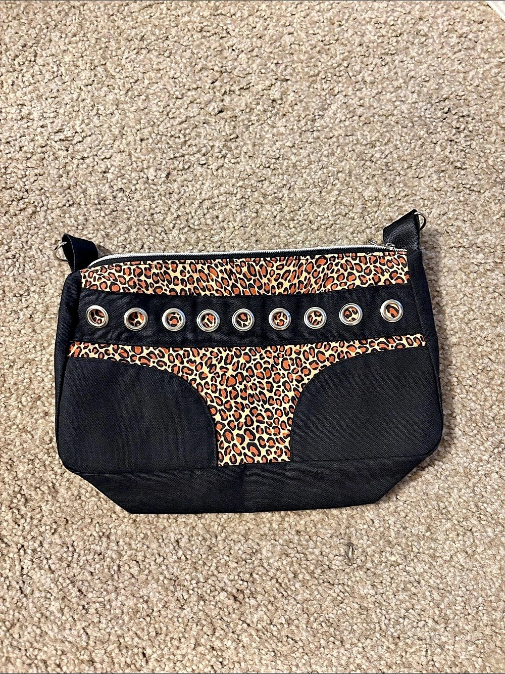 Leopard Print Crossbody Bag in Black & Brown Like New